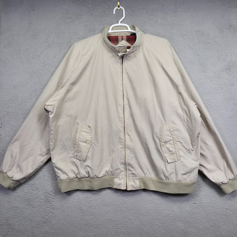 REPP LTD Bomber Jacket‎ Mens 3XT Beige Harrington Plaid Lined Classic Timeless
